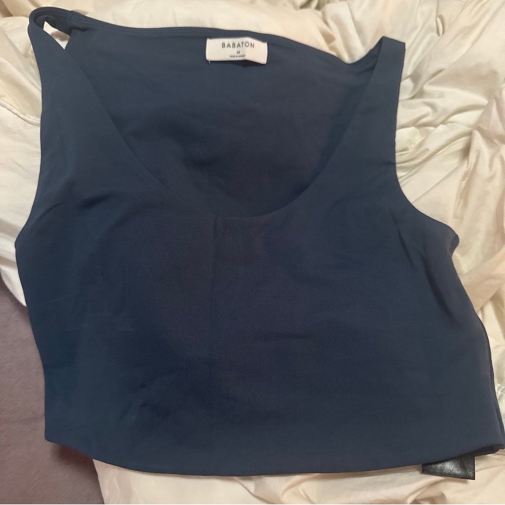 Babaton Dark Navy Scoop Crop Tank